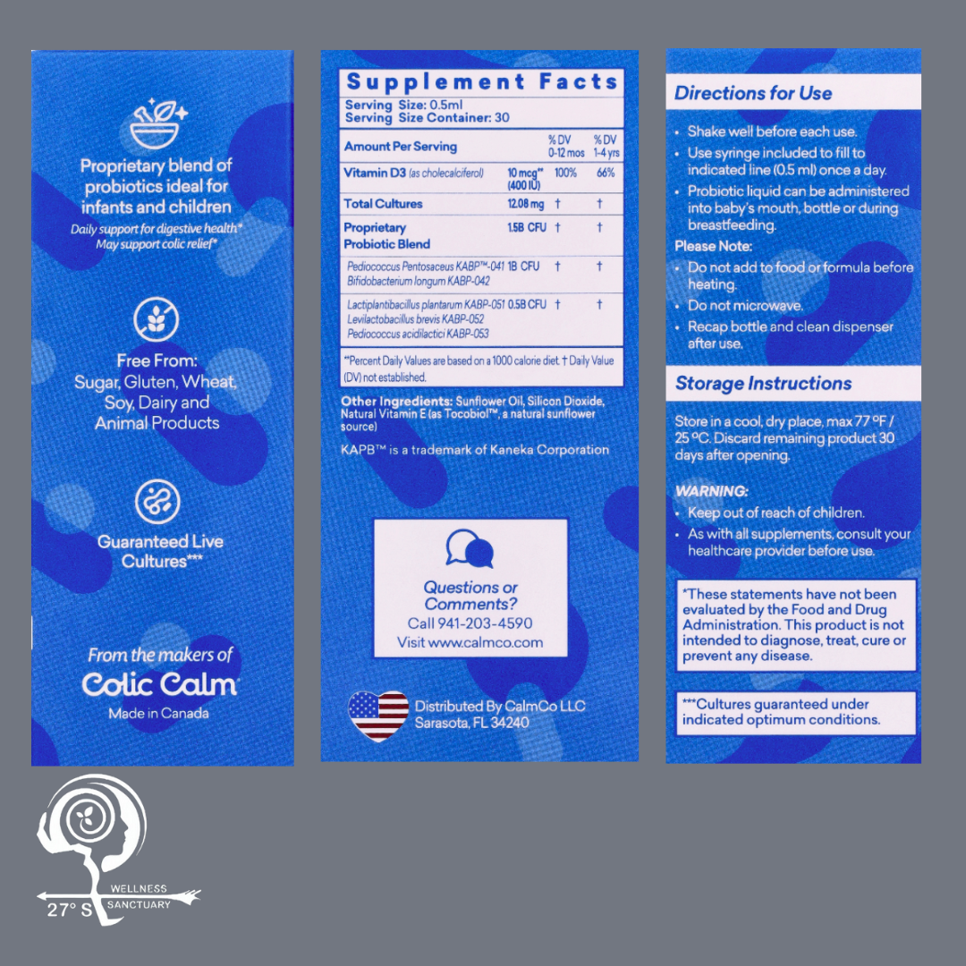 CalmCo | Probiotic Vitamin D | 15ml: 30 doses | 1,5 Billion CFU per serving